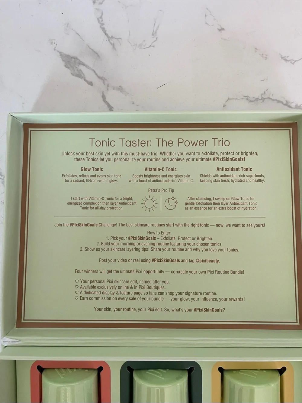 Pixi Tonic Trio Set — Green, Pink & Amber Bottles